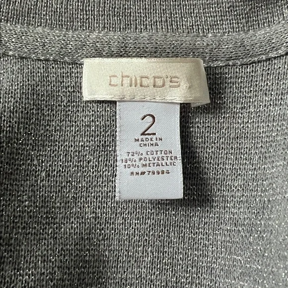 Chico's Metallic Open Front Jacket Cardigan - Picture 4 of 6